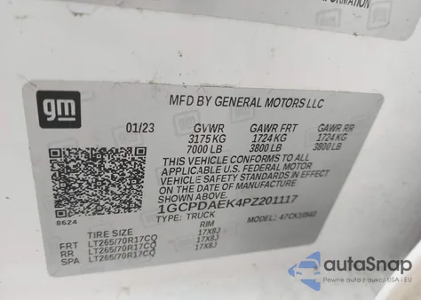 2023 Chevrolet Silverado 1500 4Wd Short Bed Wt from USA, damaged, VIN 1GCPDAEK4PZ201117